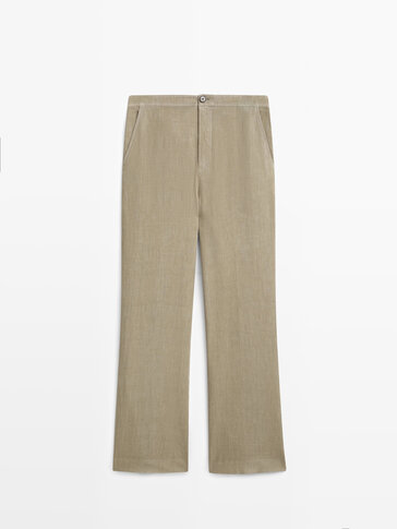 100% linen kick flare trousers