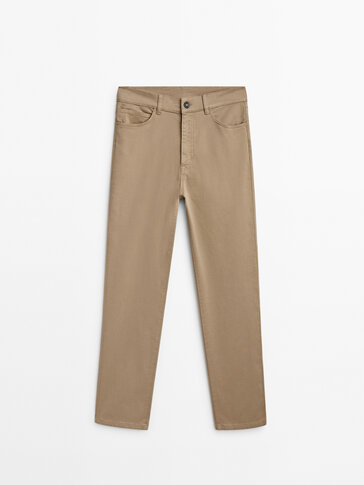 Slim fit cropped mid-waist trousers