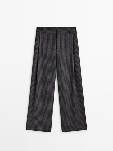 Pinstripe flannel trousers with darts co-ord