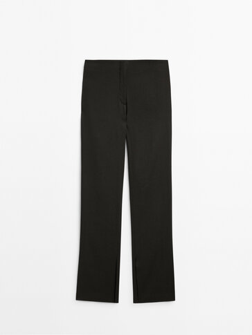 Linen blend stretch suit trousers