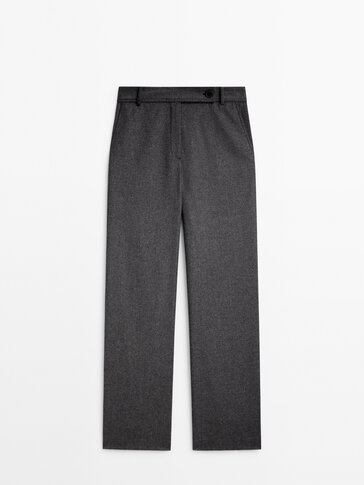 Wool blend straight fit suit trousers