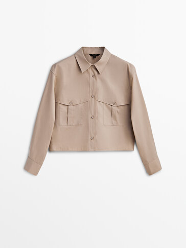 Cropped utility shirt with pockets
