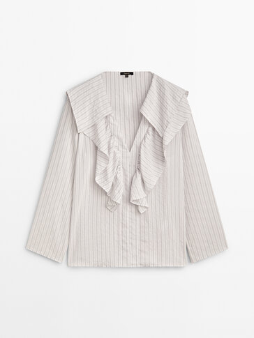 Striped blouse with ruffle detail