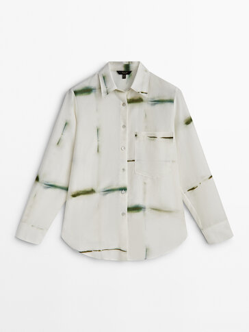 Cotton and silk blend printed shirt