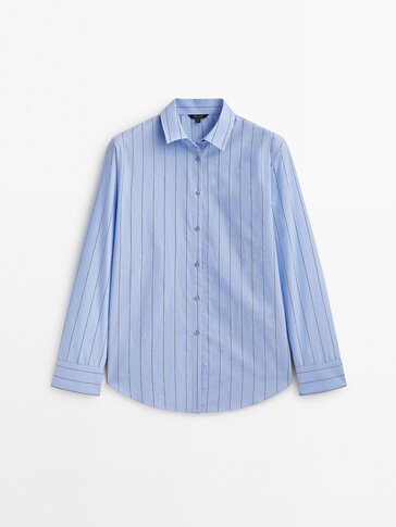 Wide striped cotton blend shirt