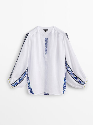 Embroidered linen shirt
