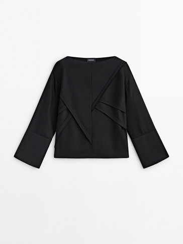 Black loose-fitting blouse with seams - Limited Edition