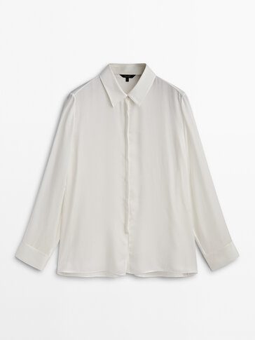 Flowing silk shirt with concealed placket