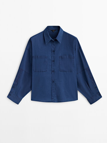 Cotton shirt with pockets and sleeve detail