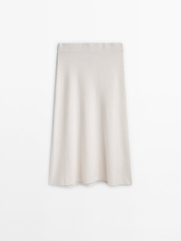 Purl-knit midi skirt