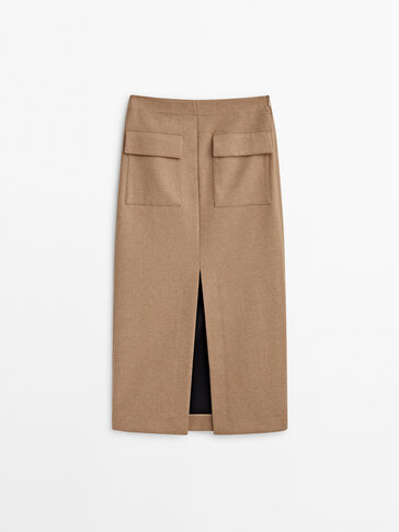 Midi skirt with wool and pockets