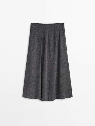 Flounce midi skirt with pleat detail