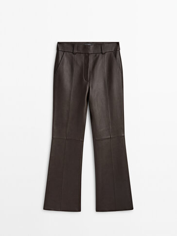 Nappa leather flared trousers