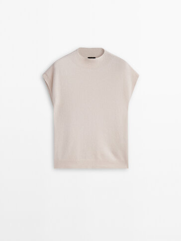 Knit mock turtleneck sweater with drop sleeves