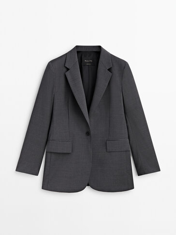 Grey cool wool blend suit blazer
