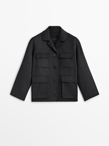 Short wool blend coat with pockets