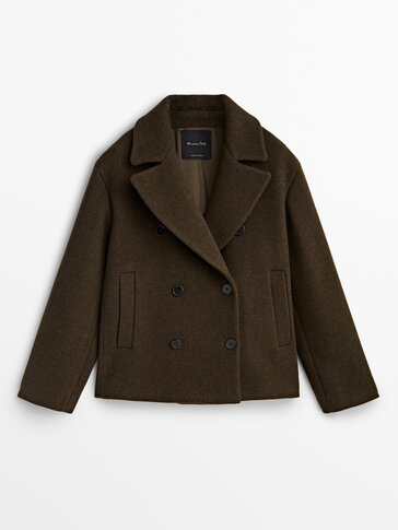 Short twill pea coat
