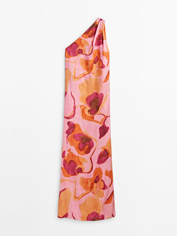 Long floral print asymmetric dress