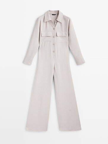 Linen blend jumpsuit with pockets