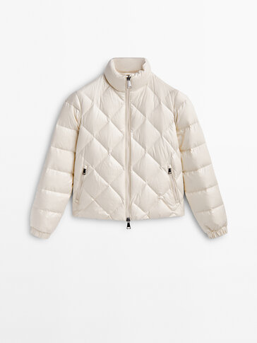 Down and feather diamond puffer jacket