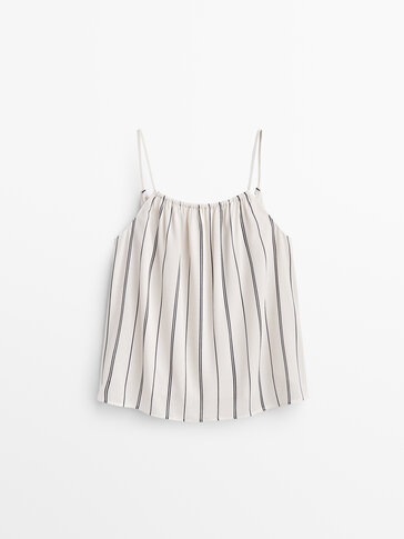 Striped flowing strappy top