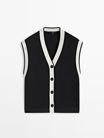 Cotton waistcoat with contrast detail