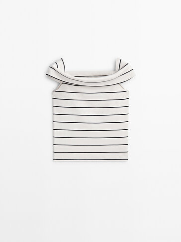 Top ribbed striped with boat neck