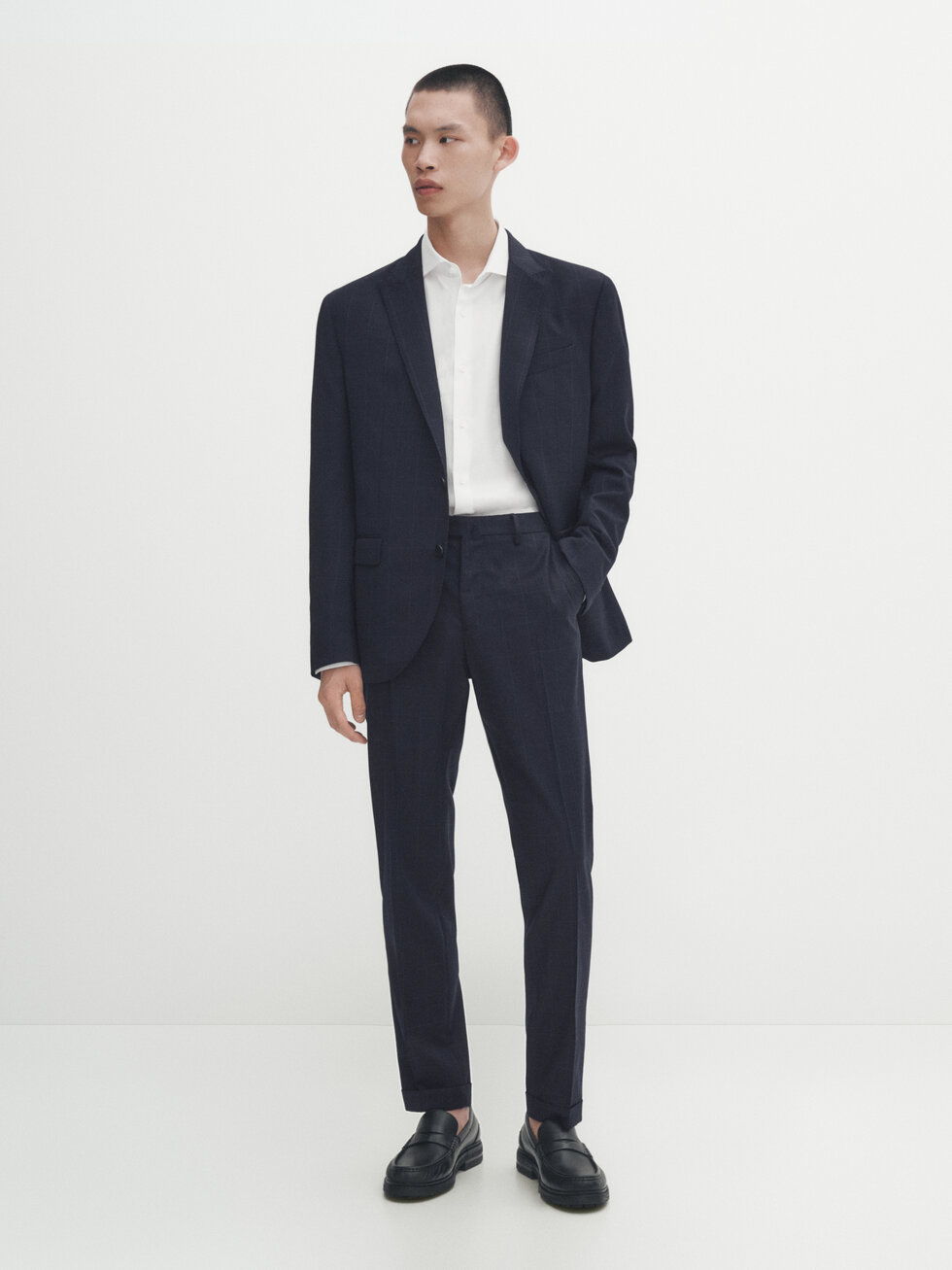 WINDOWPANE CHECK SUIT WHITE