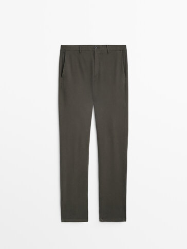 Slim-fit tricotine chino trousers