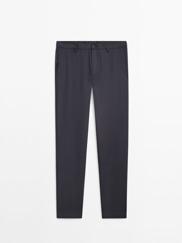 Relaxed fit satin chino trousers