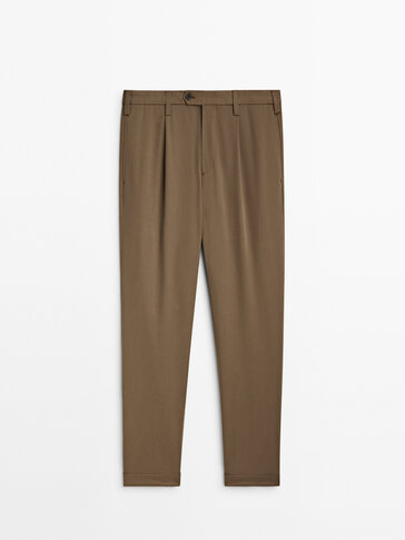 Relaxed fit twill chino trousers with darts