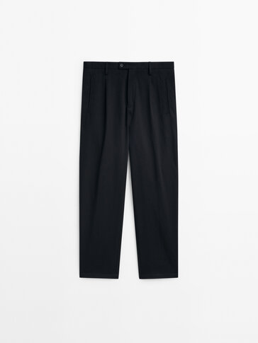 Cotton blend darted chino trousers