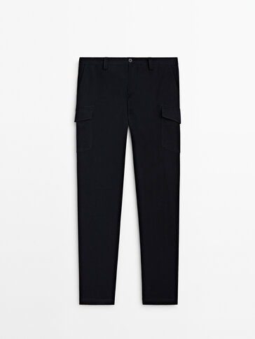 Brushed cotton cargo trousers