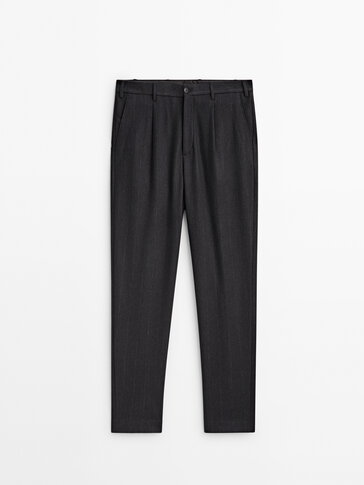 Wool blend striped darted trousers - Limited Edition