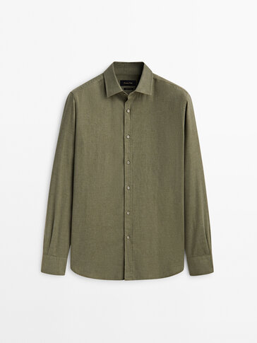 Slim fit cotton twill shirt