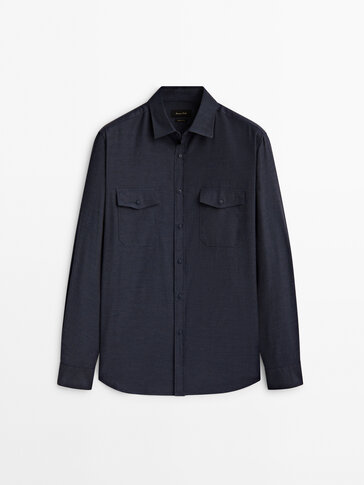 Regular fit cotton oxford shirt with pockets