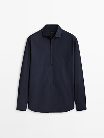 Slim-fit barré extra-fine cotton shirt