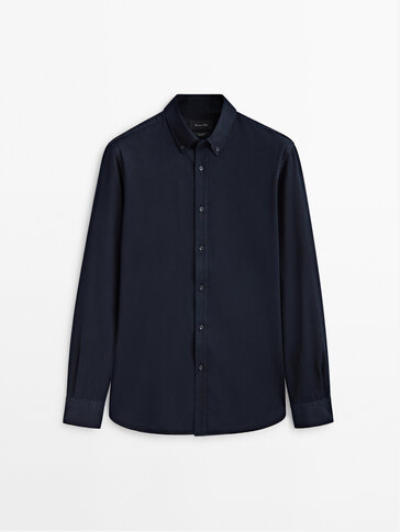 Regular-fit dark wash denim shirt
