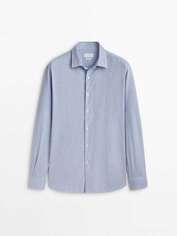 Melange micro houndstooth slim fit shirt