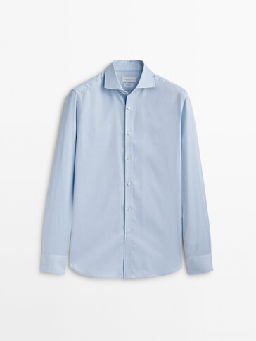 Slim-fit thick-textured cotton shirt