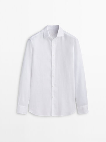 Slim fit dyed 100% linen shirt