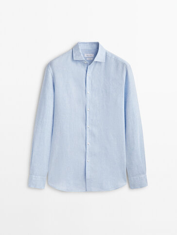 Slim fit dyed 100% linen shirt