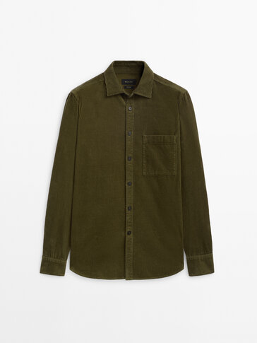 Relaxed fit corduroy overshirt with pocket