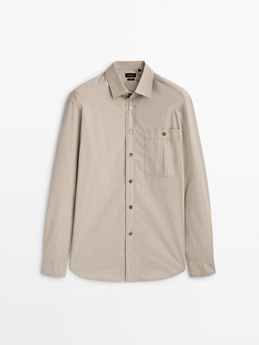Relaxed fit poplin shirt with pocket