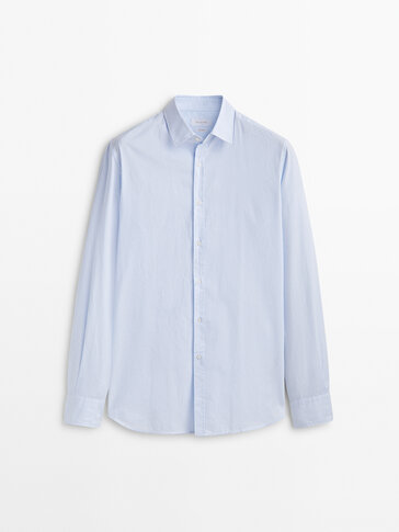 Slim fit micro striped Oxford shirt