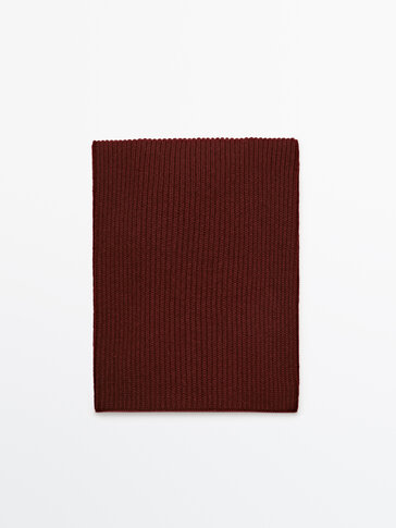 Wool and cashmere blend ribbed scarf