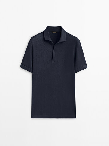 Linen and cotton blend polo shirt