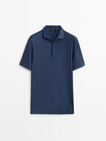 Linen and cotton blend polo shirt