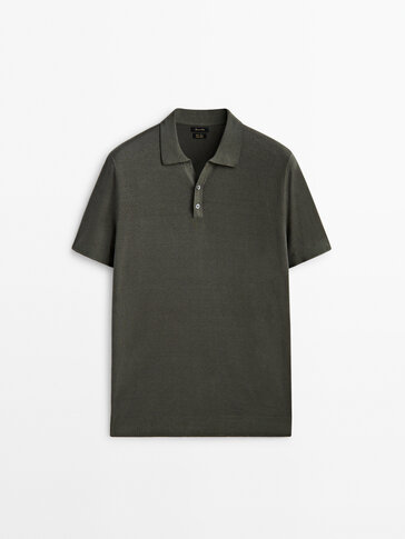 Polo sweater with V-neck and buttons