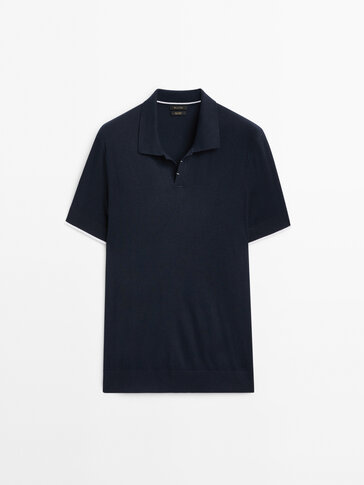 Contrast short sleeve polo sweater